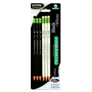 Lápiz Dixon Ticonderoga Blanco y Negro 7 piezas