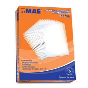 Protectores de Hojas Carta MAE Transparente 100 piezas