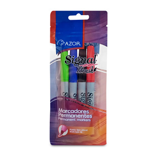 Marcador Permanente Azor Signal Brush 4 piezas