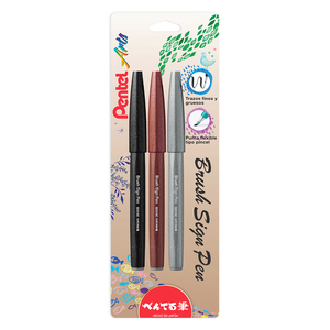 Plumones Pentel Arts Punta Pincel Colores 3 piezas