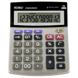 Calculadora Royal Pantalla Inclinada Básica Gris