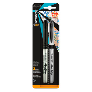 Marcadores Permanentes Bic Marking / Punta redonda fina-ultra fina / Negro / 2 piezas